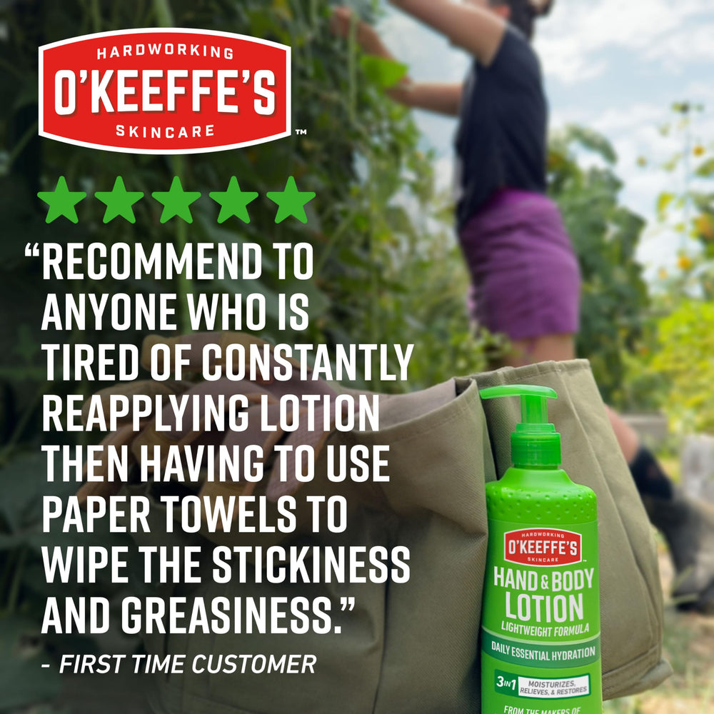 O'Keeffe's protective skin barrier keeps moisture locked in.