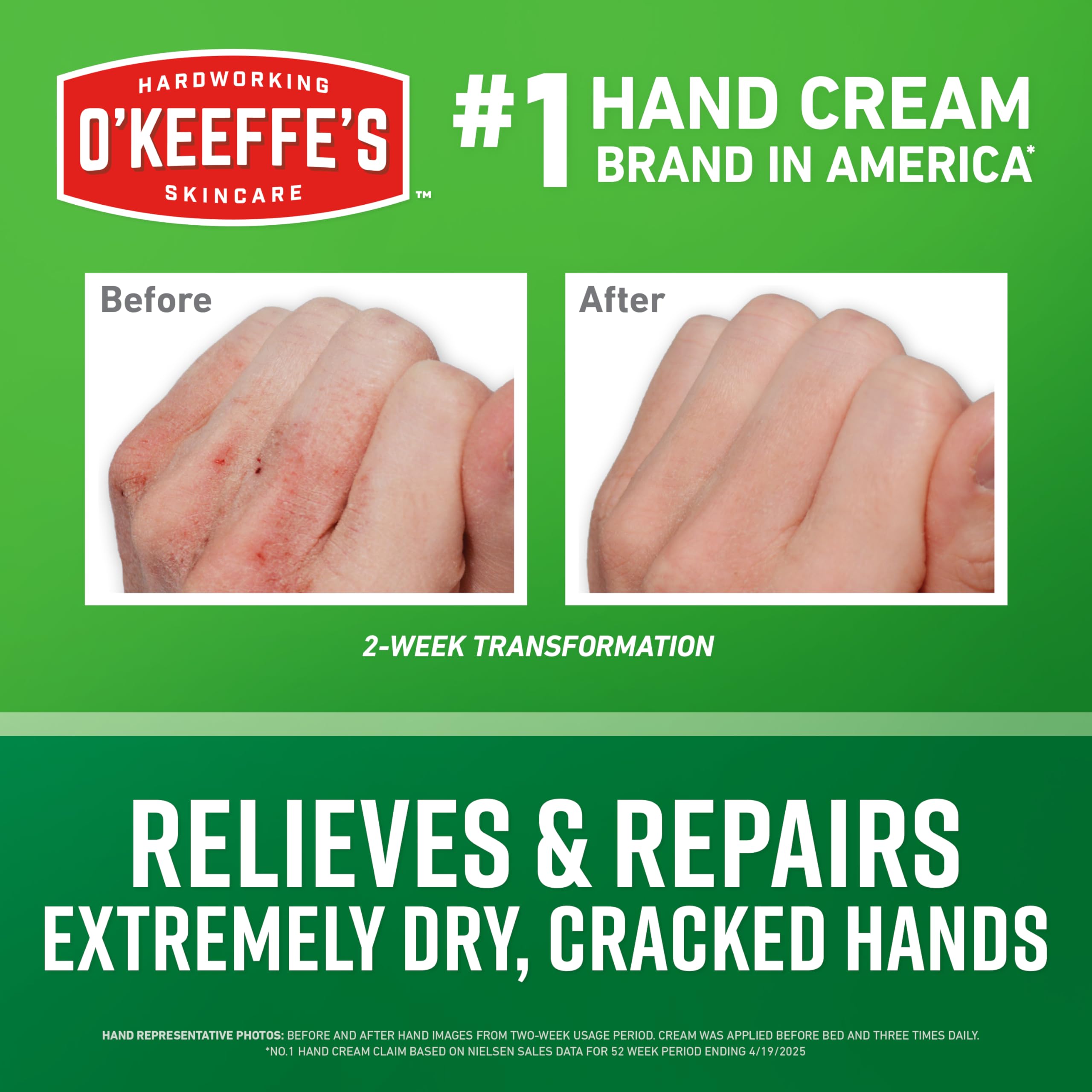 O'Keeffe's Working Hands being applied to the hand for relief from dry skin