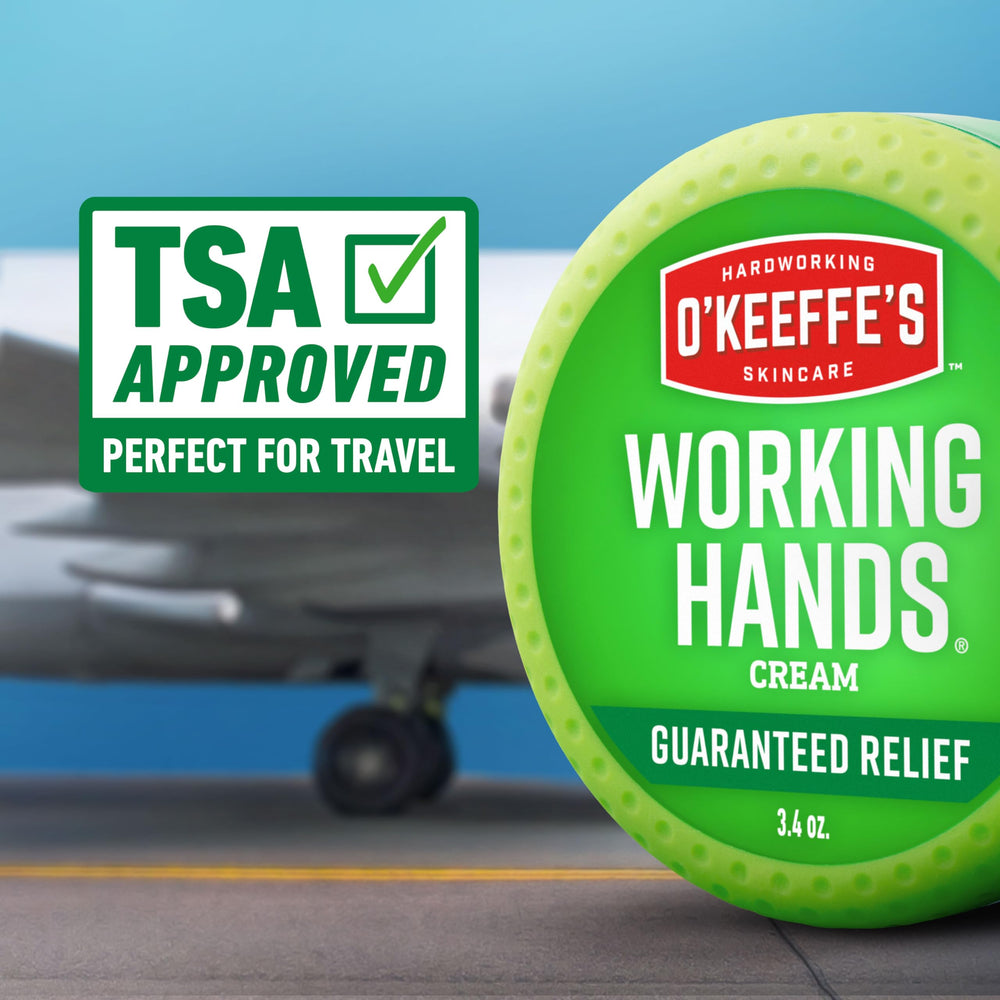 O'Keeffe's Working Hands tube closeup, convenient on-the-go application.