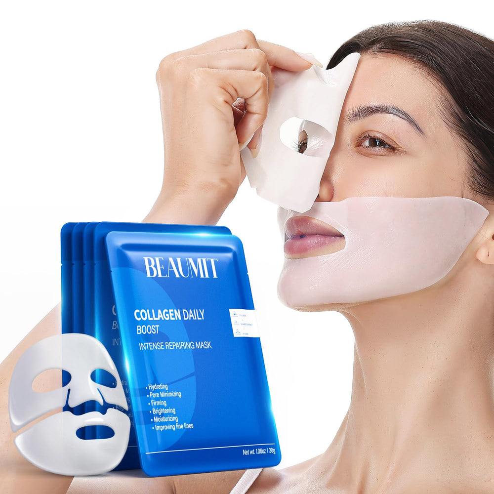 Okela 7 pack collagen face mask pack highlights bulk value for overnight hydration.