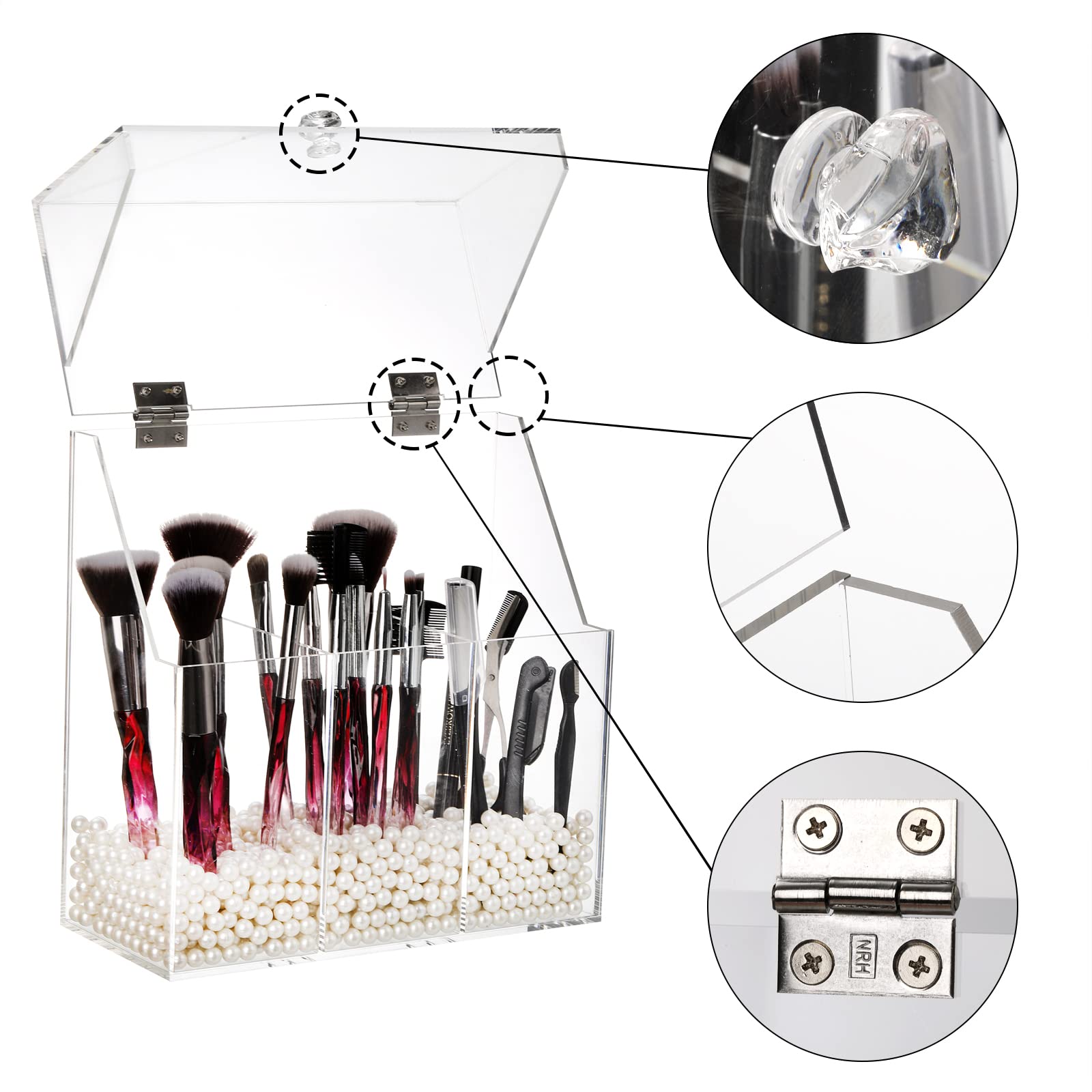 Okllen adjustable partitions resize space to fit brushes and cosmetics.