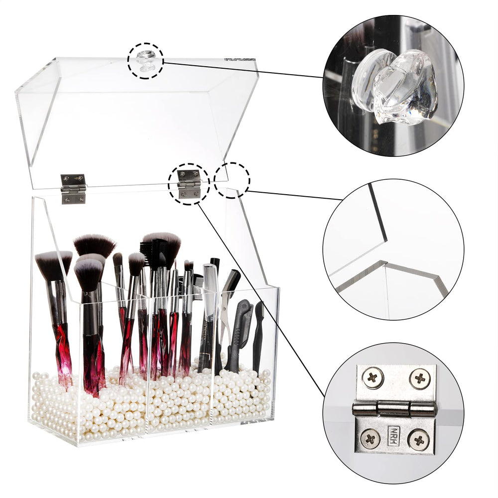 Okllen adjustable partitions resize space to fit brushes and cosmetics.