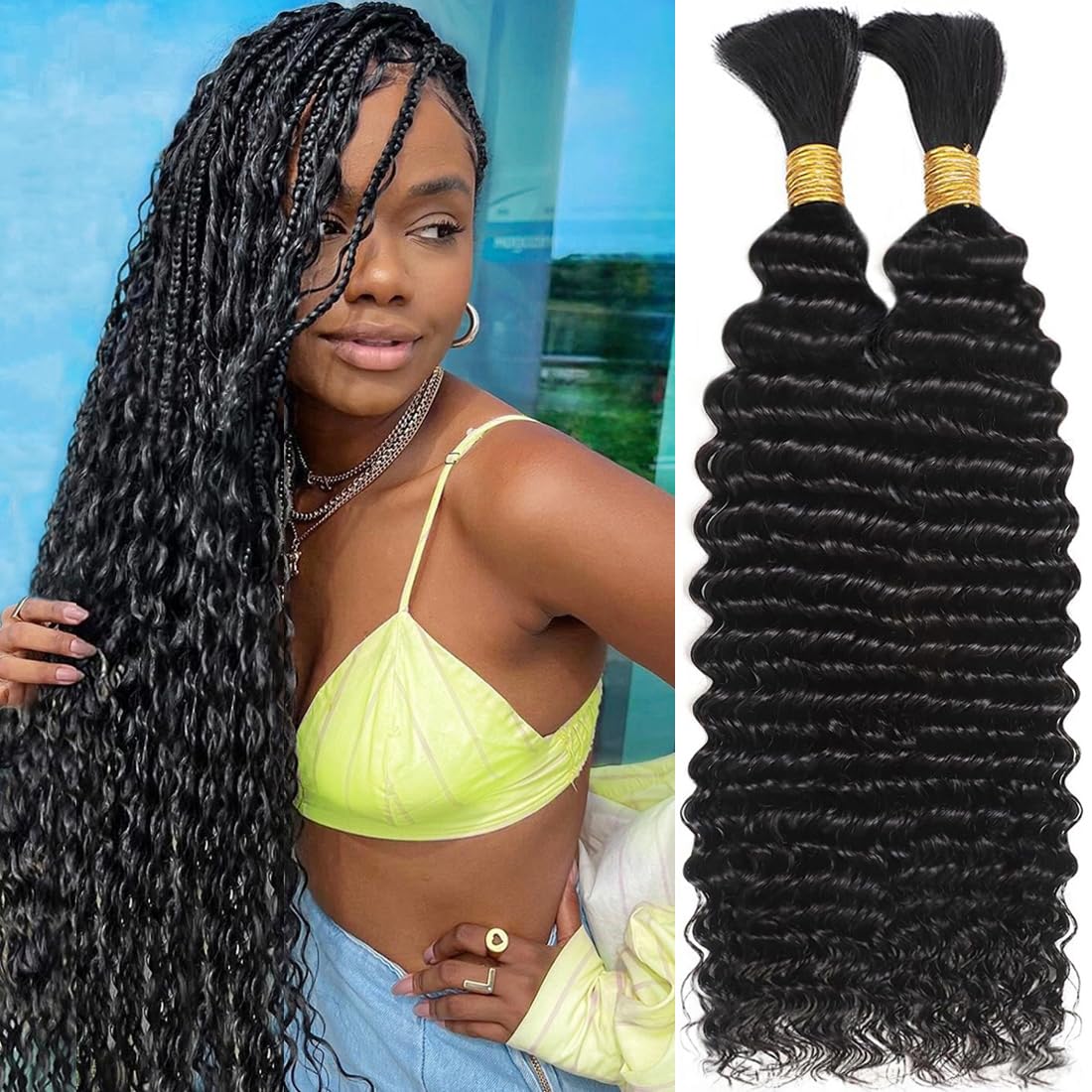 OKVOKV braiding hair 110g two bundles for fuller boho braids.