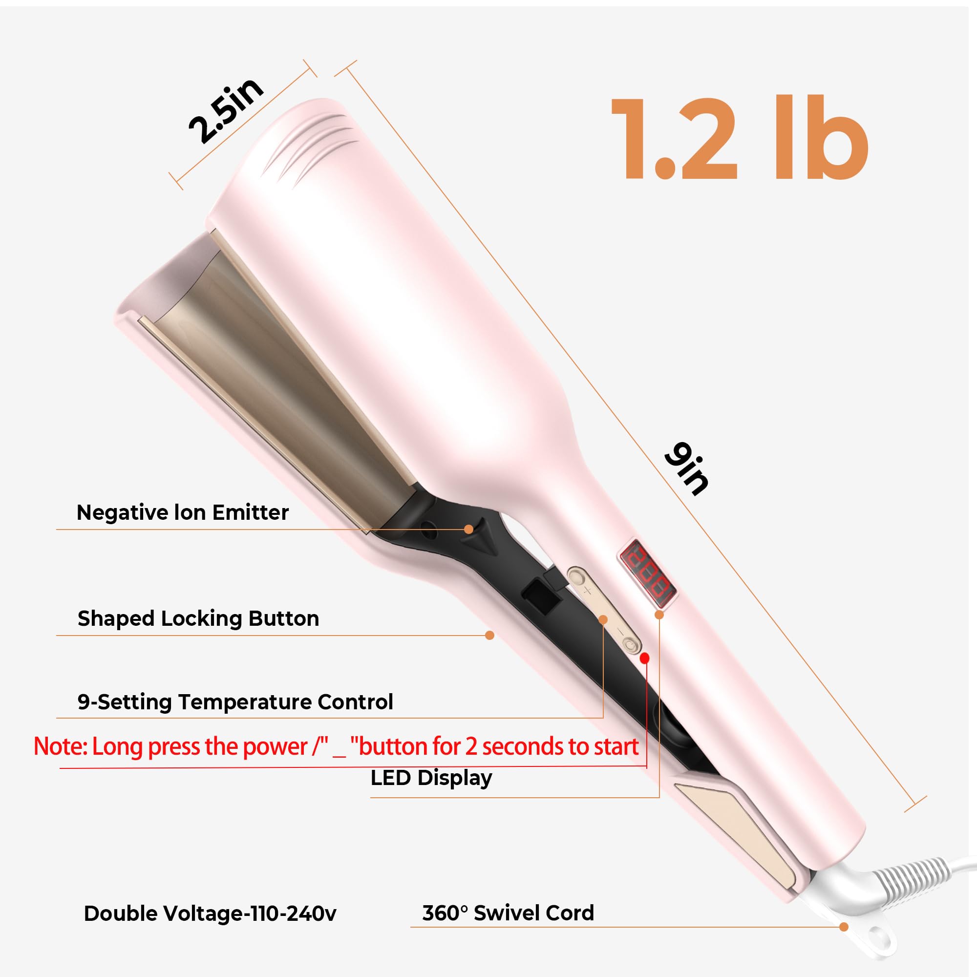 OKWRAP Waver creates voluminous beachy waves with 1.25 inch barrel