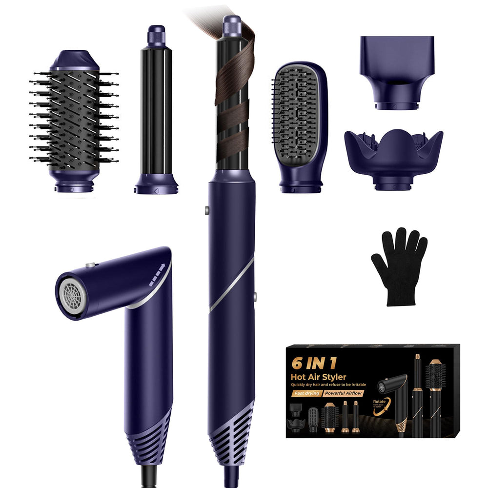 OKWRAP 6-in-1 foldable hair dryer brush for versatile styling on the go