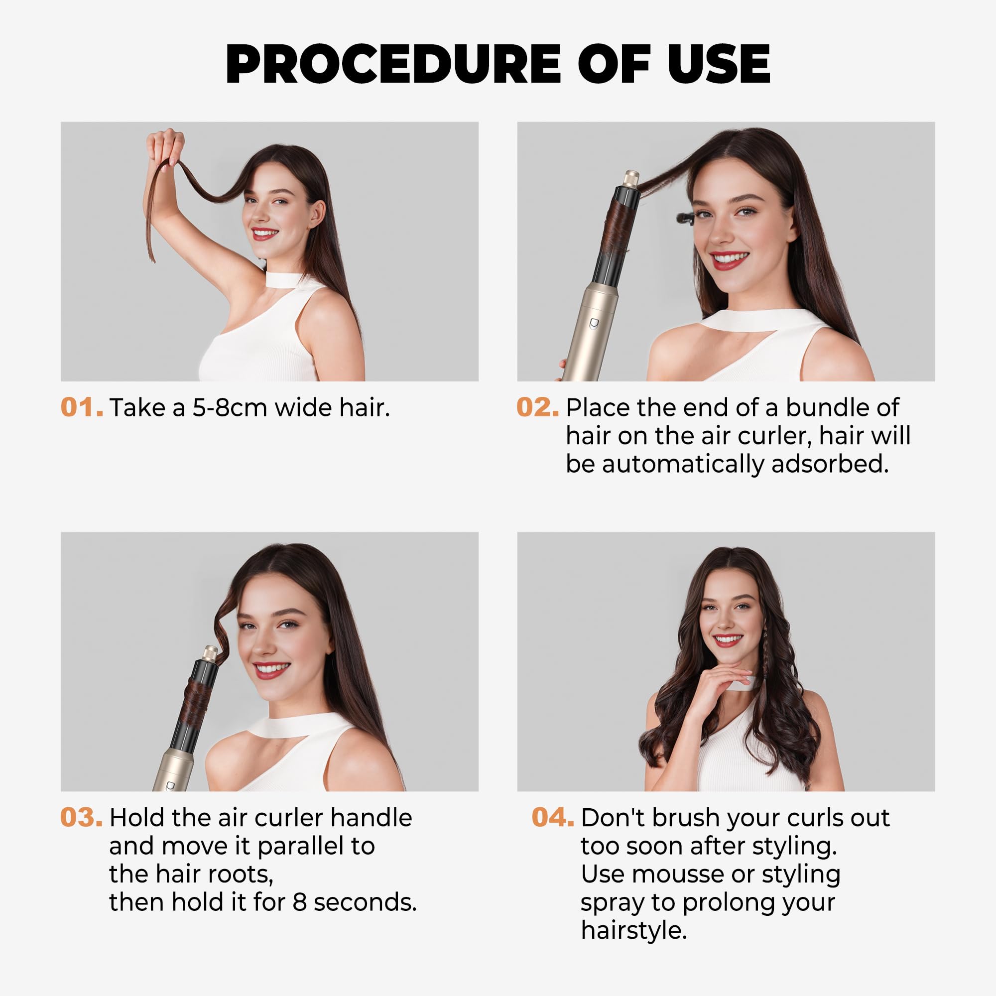 OKWRAP auto-wrap air curler 1-25 inch demonstrates effortless curling with Coanda-inspired airflow.