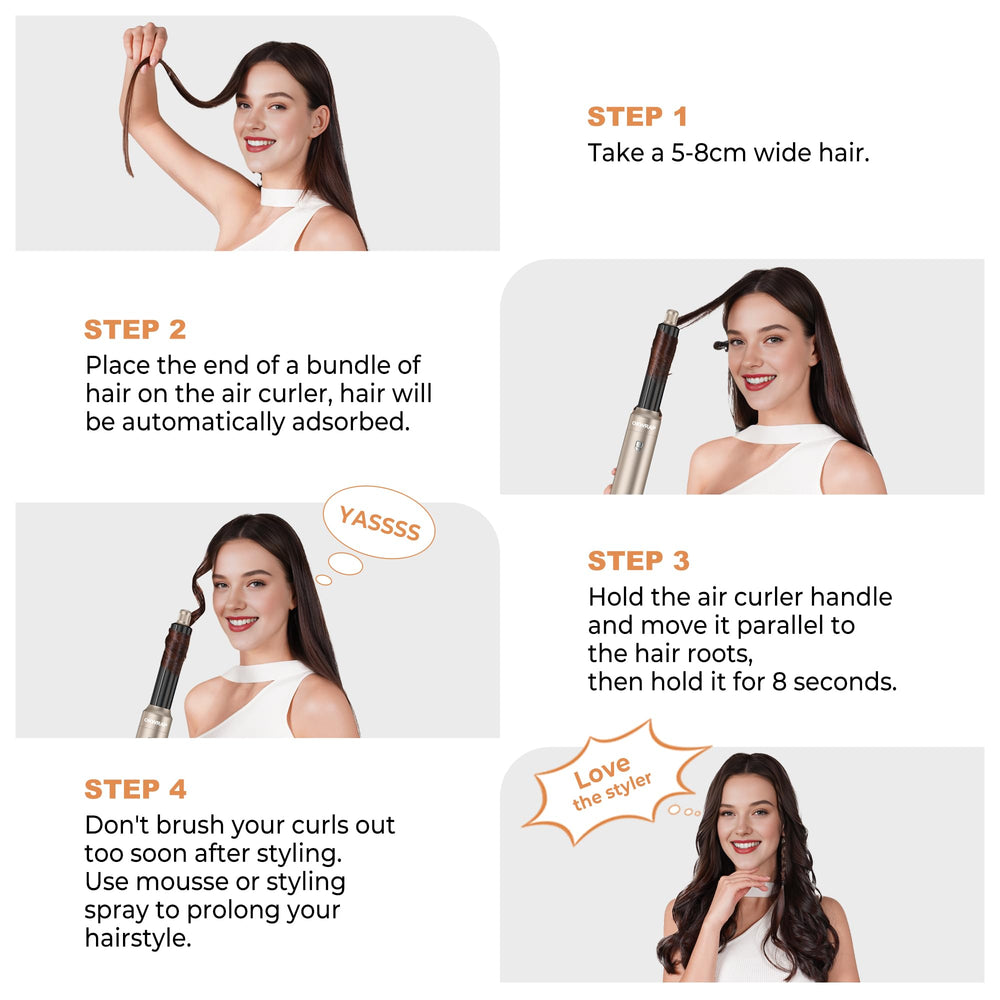 OKWRAP right hot air curler creating balanced curls.