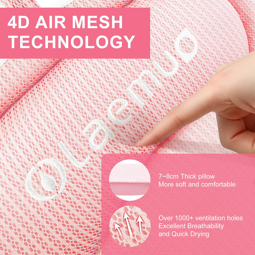 Olaemuo bath pillow features 4D mesh for quick-drying comfort
