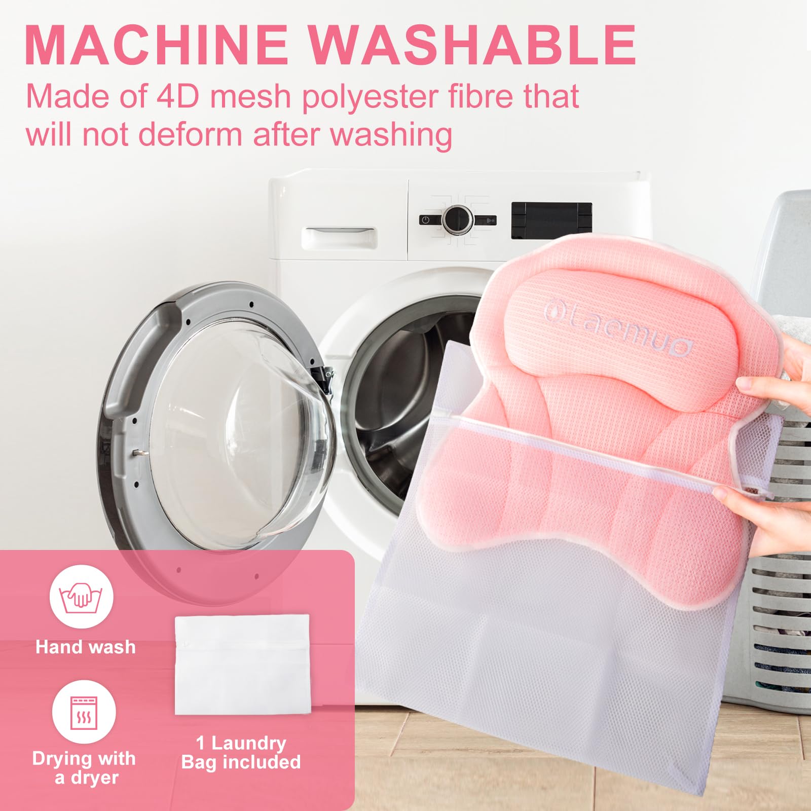 Breathable 4D mesh keeps Olaemuo bath pillow dry between uses
