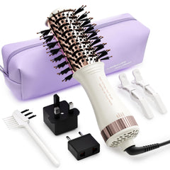 Olaermoso travel dual-voltage hair dryer brush compact for on-the-go styling.