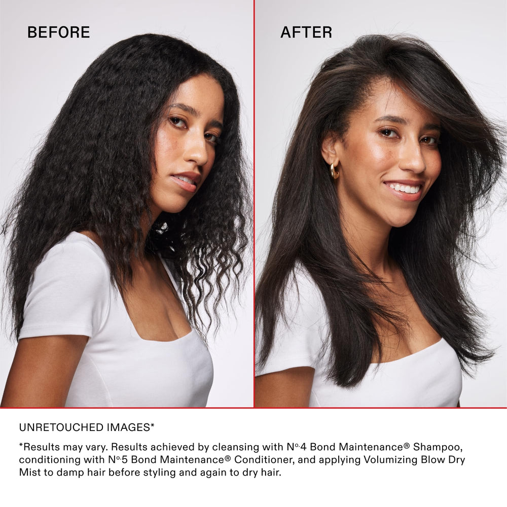 Olaplex before and after blowout comparison revealing added bounce