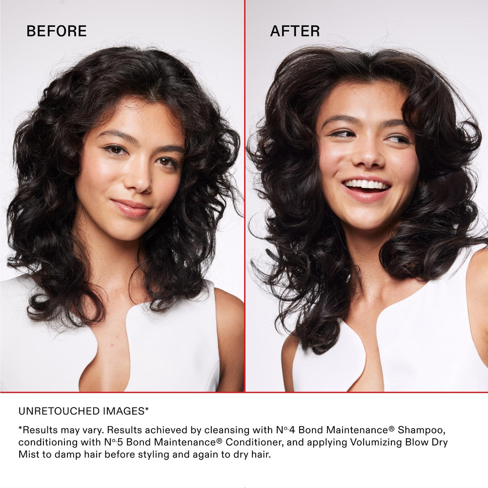 Olaplex blow-dry mist in use creating lifted root and long-lasting body