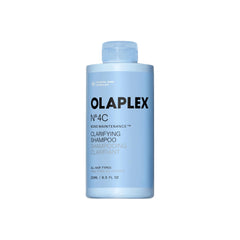 Olaplex front packaging of Nº.4C clarifying shampoo shows bottle and branding, clarifies buildup