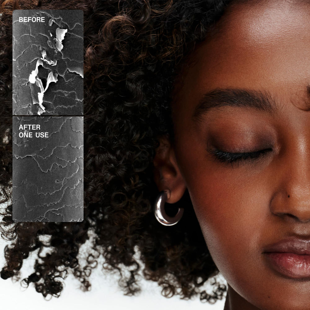 Olaplex N°.3PLUS ingredient label close-up showing bond-building technology benefit