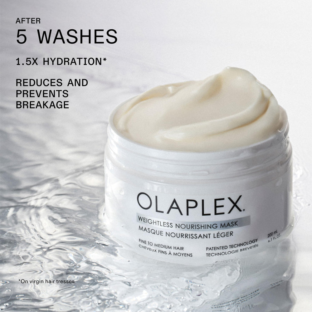 Olaplex mask open cap with product visible, easy-dispense benefit