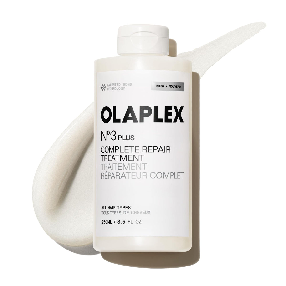 Olaplex N°.3PLUS front bottle shot showing clean packaging and immediate repair benefit