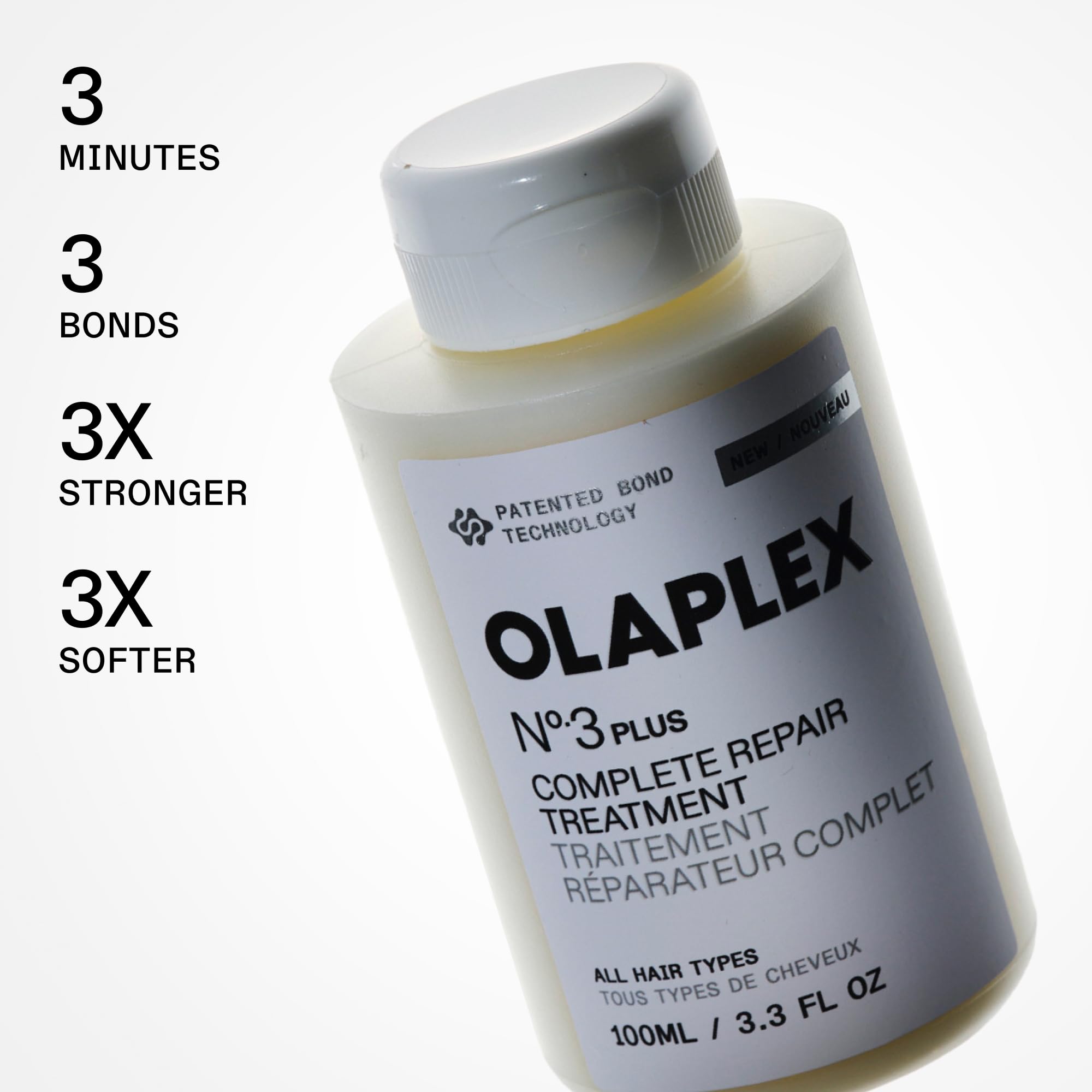 Olaplex N°3PLUS tube close-up showing texture and repair-focused formula