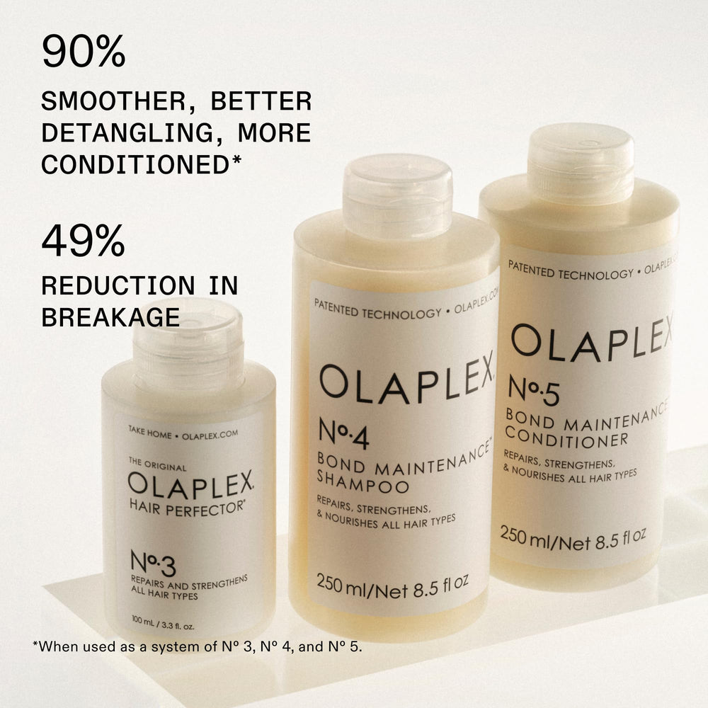 Olaplex Nº.4 close-up ingredient label highlighting bond-building chemistry benefit