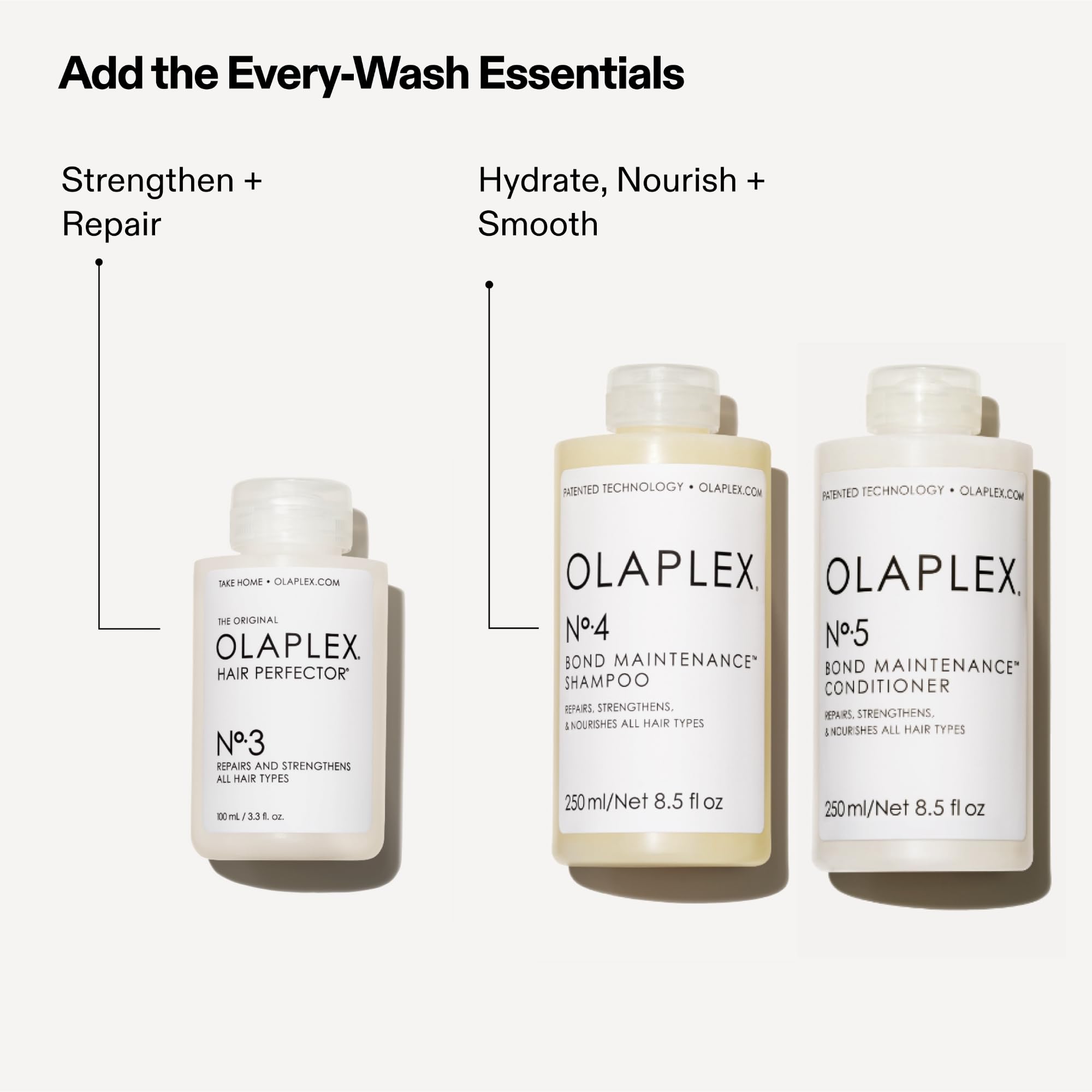 Model holding Olaplex No.3 smiling to illustrate improved hair strength and confidence