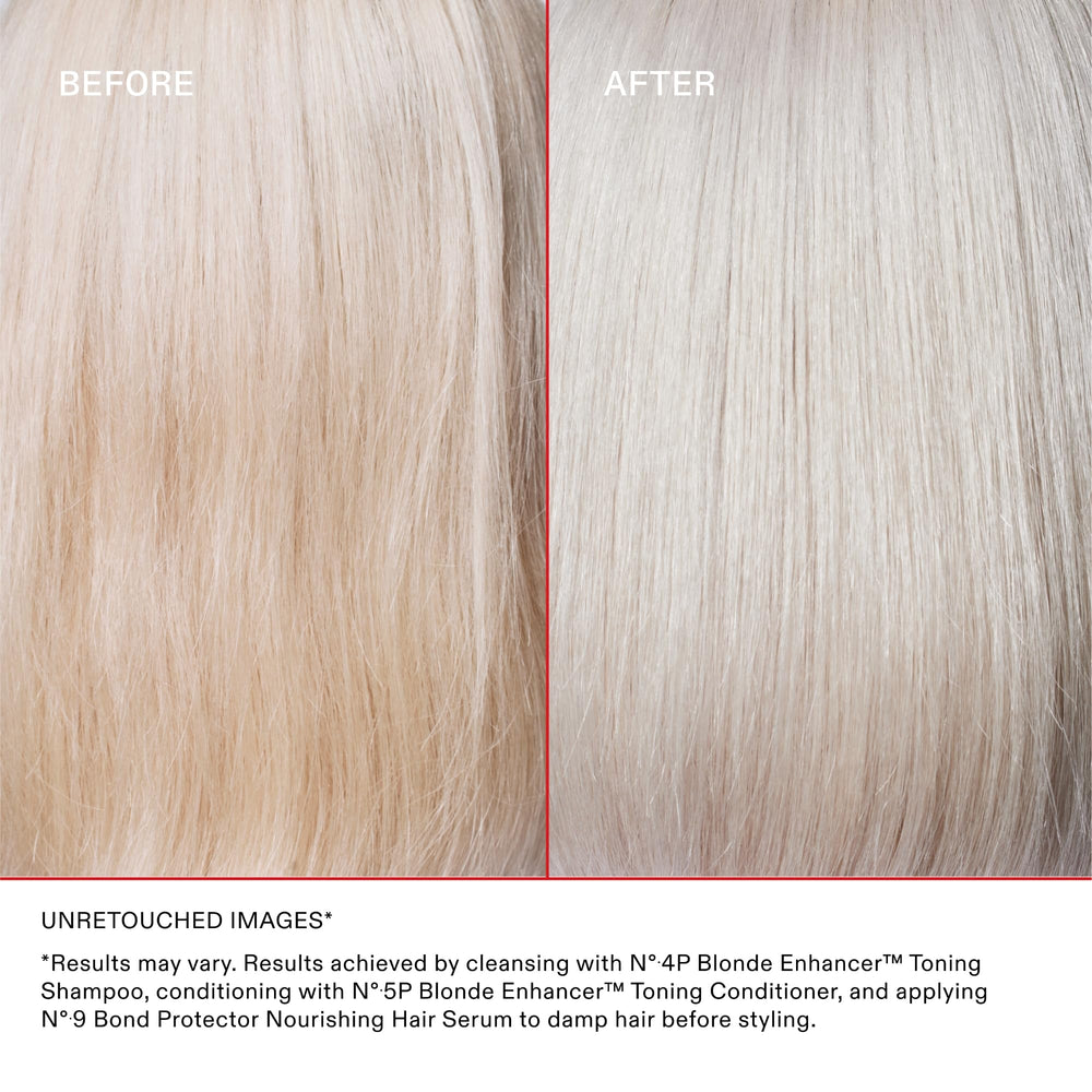 Olaplex No.4P bottle held to show 250 mL scale and travel-friendly benefit