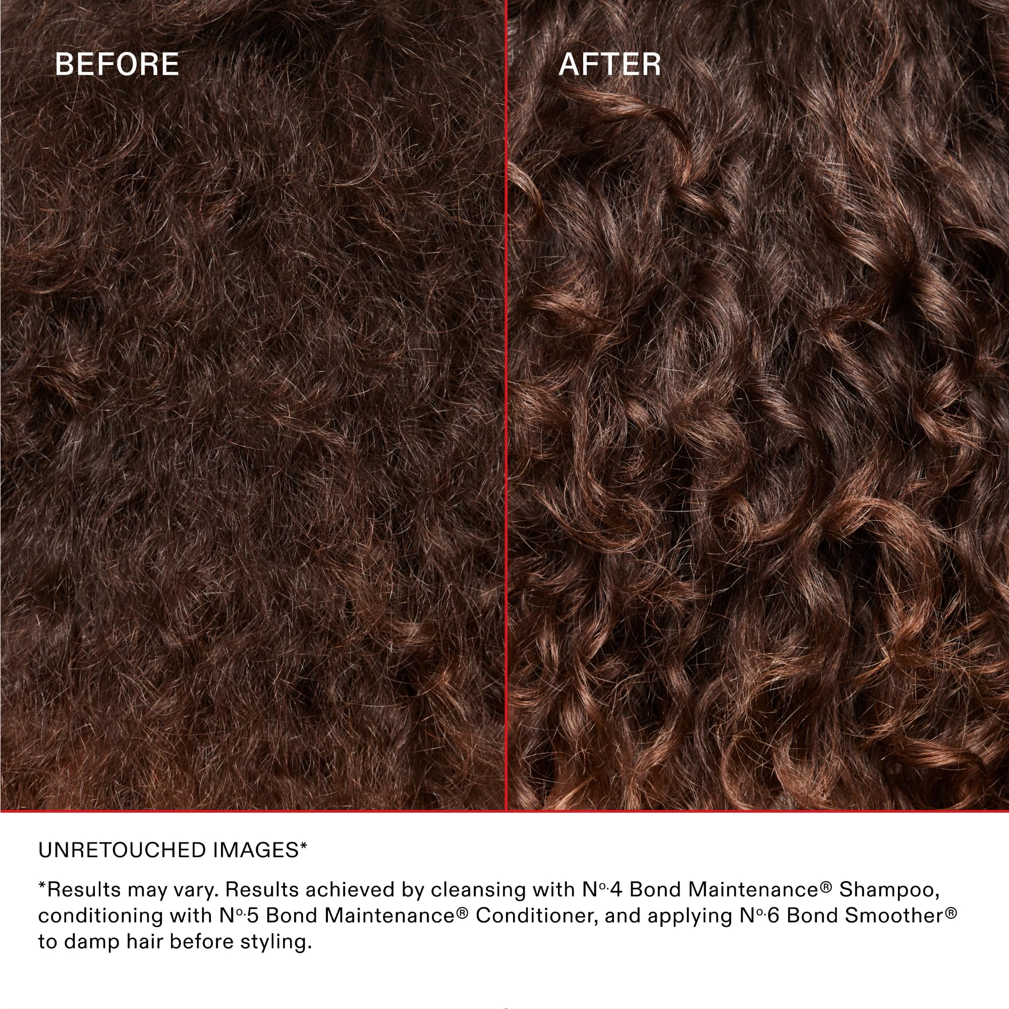Before and after blow-dry with Olaplex Nº.6 showing reduced frizz and shine