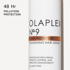 Olaplex No.6 and No.7 stylers in hand showing frizz control and shine