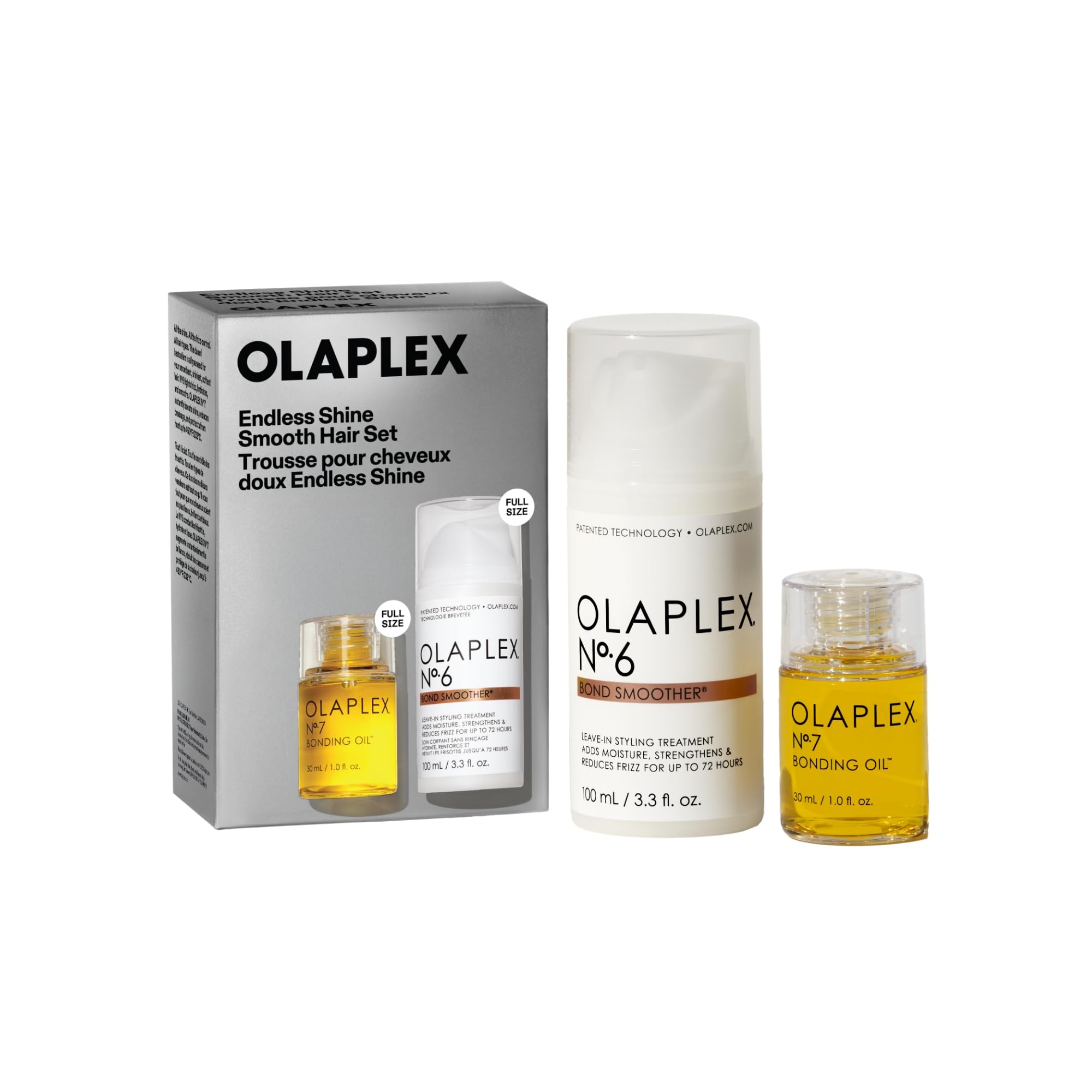 Olaplex No.7 and No.6 front view showing complete gift set benefits