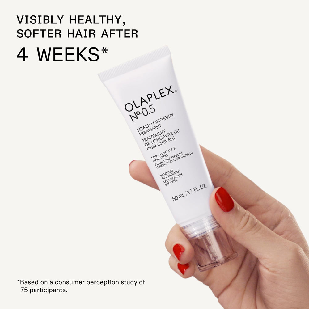 Olaplex minis held in hand for scale, shows compact sizes for travel