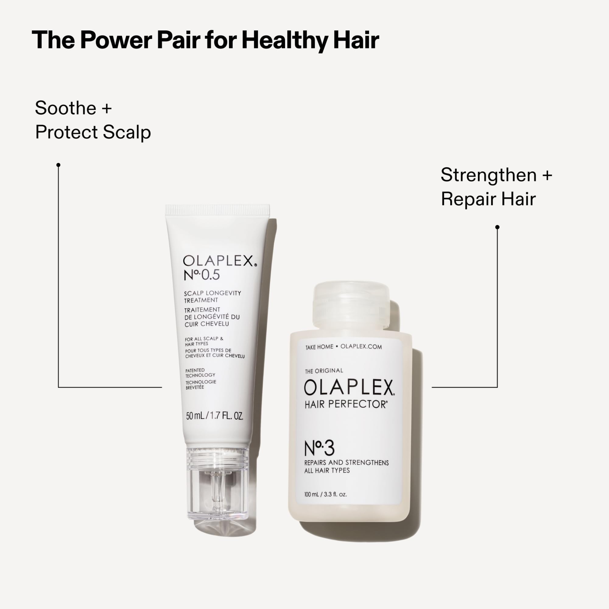Olaplex 50 mL bottle beside hand showing compact travel-friendly size benefit