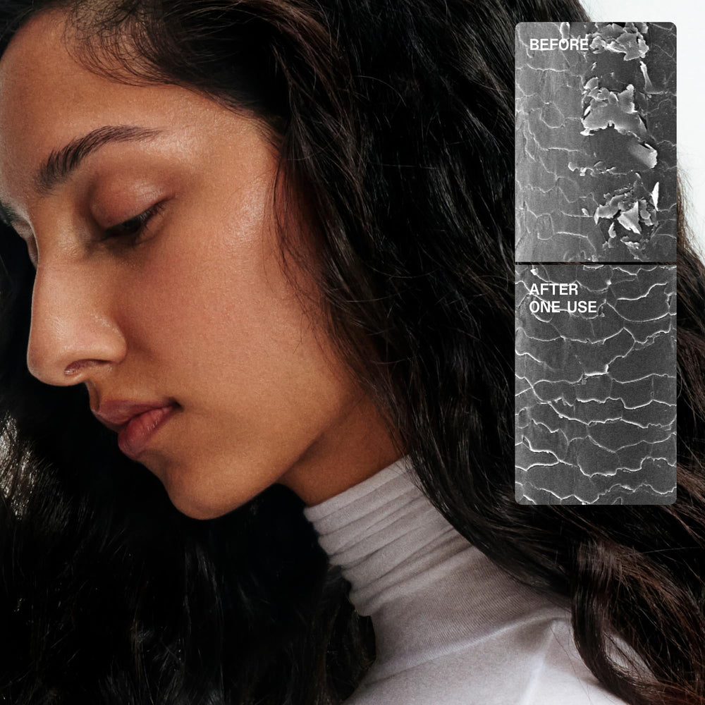 Olaplex N°.3PLUS styled hair lifestyle shot showing softer, more manageable hair benefit