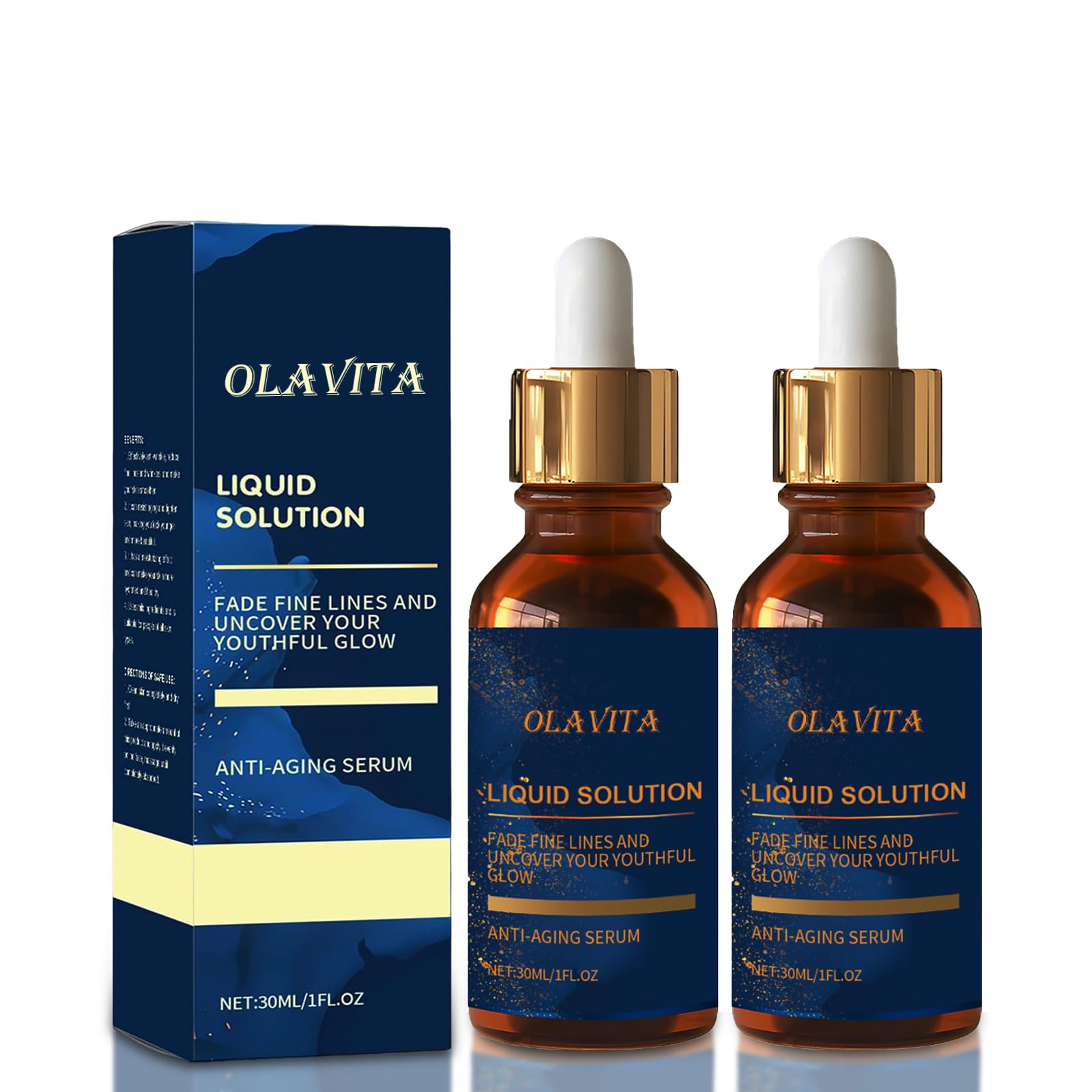 OLAVITA Facial Serum bottle close-up highlighting hydration-ready formula