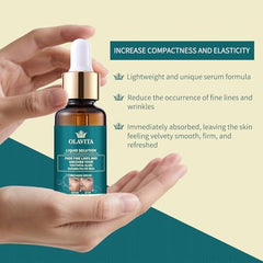 OLAVITA serum texture swirl highlights lightweight, fast-absorbing formula.
