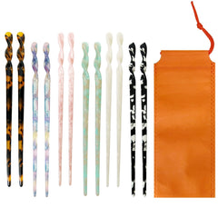 Olawyrae Acetate Tortoise Shell Hair Stick in leopard print for secure long-hair styling.