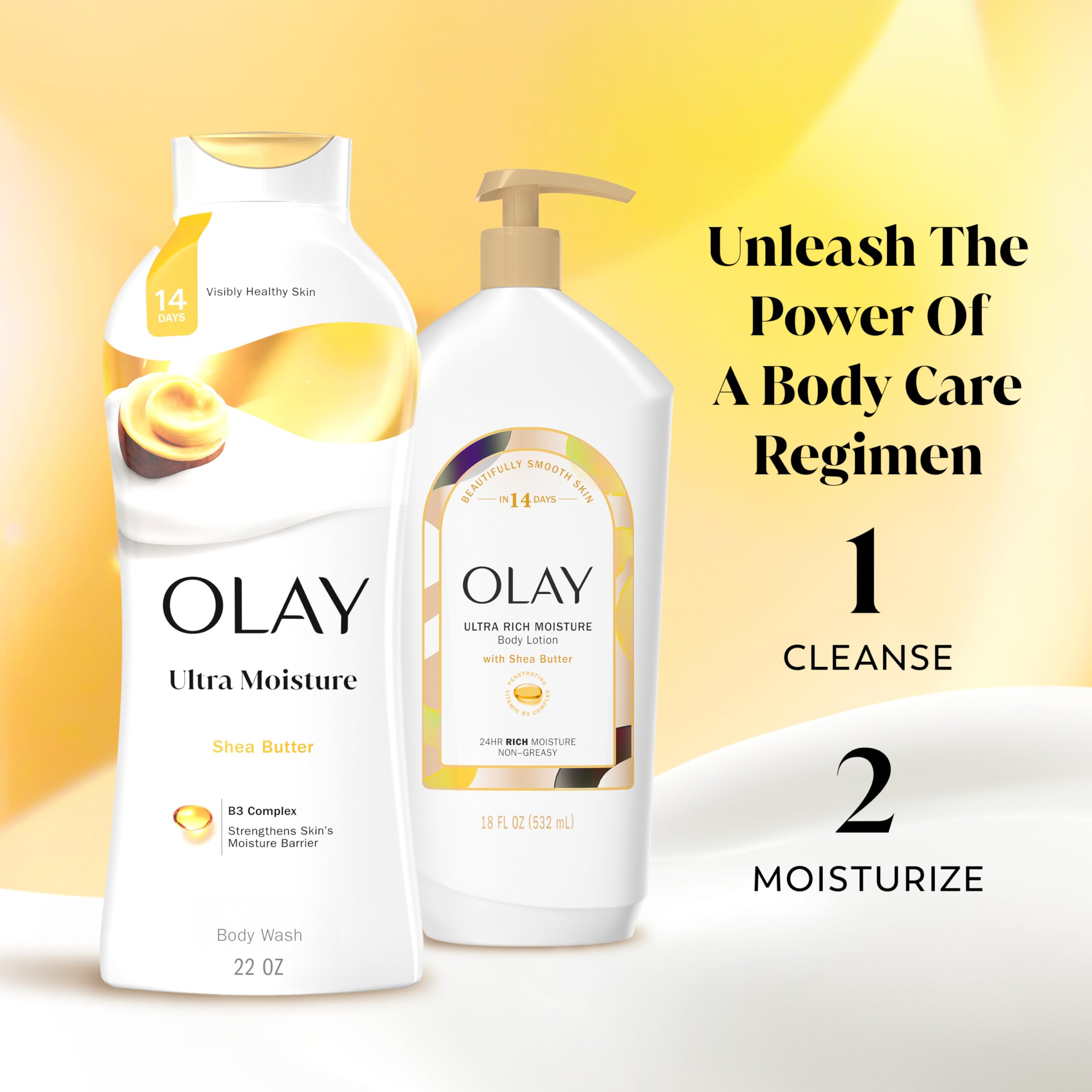 Stacked Olay bottles illustrate bulk-pack convenience and savings.