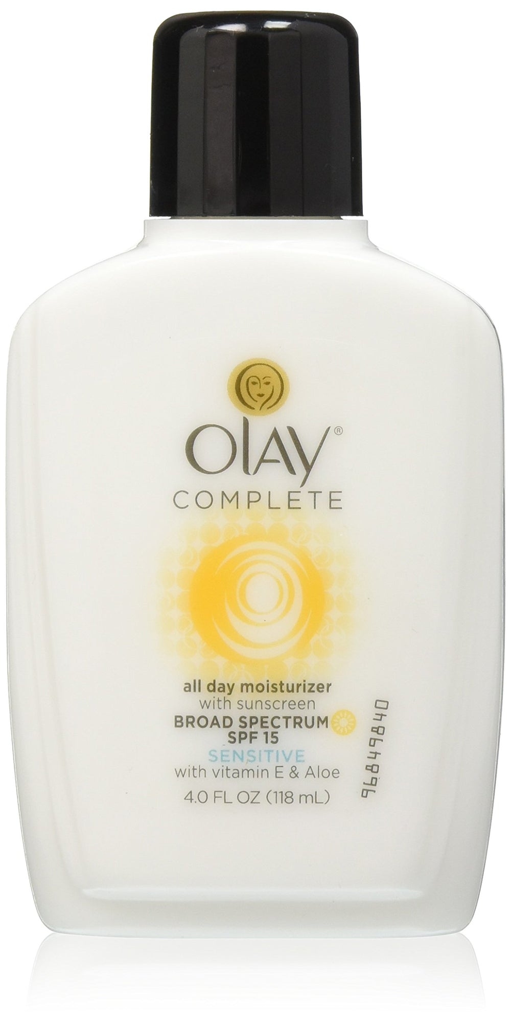 OLAY Complete All Day Moisturizer SPF 15 bottle close-up for sensitive skin