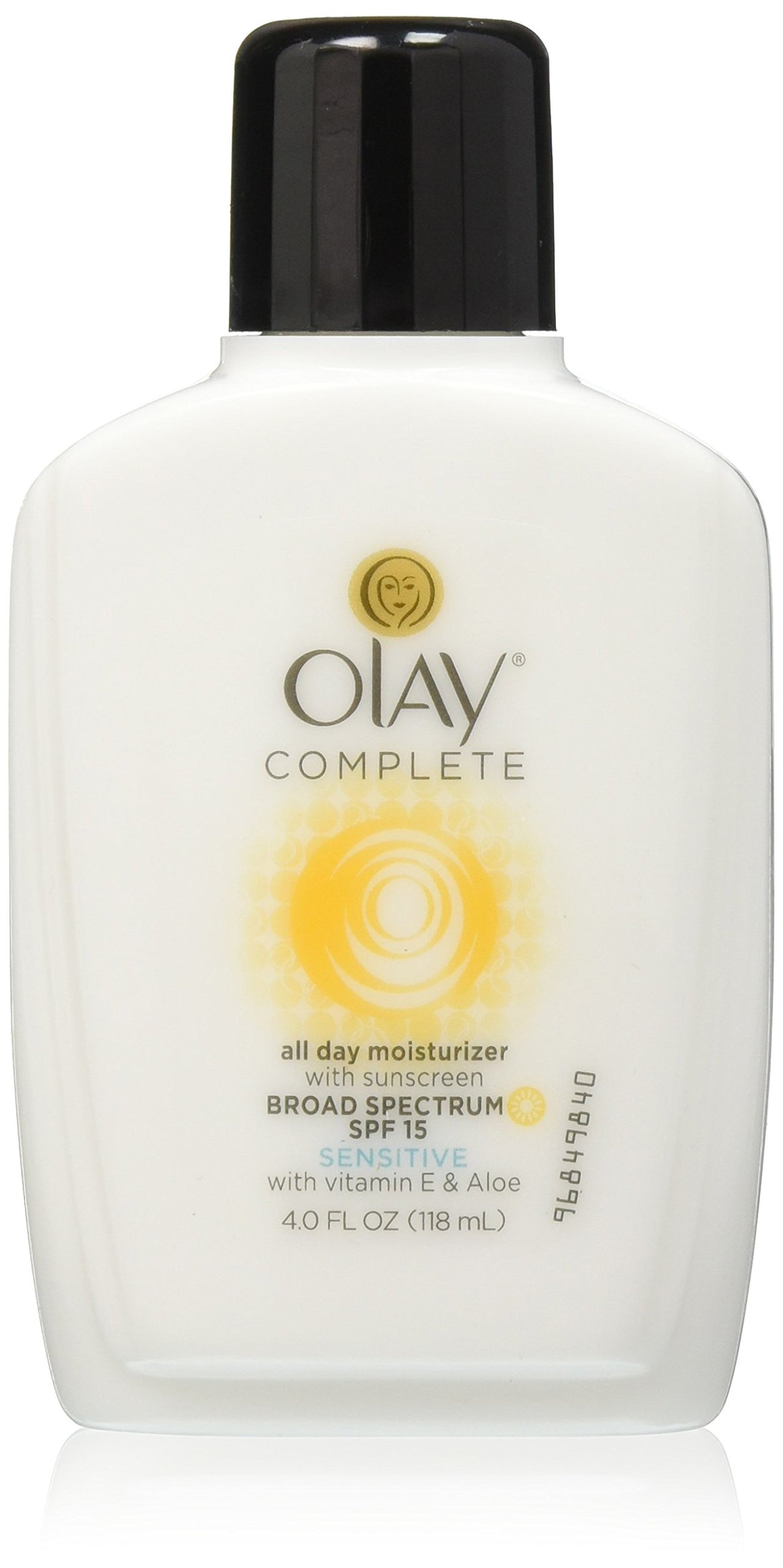 OLAY Complete All Day Moisturizer SPF 15 bottle close-up for sensitive skin
