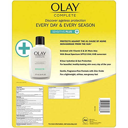 Olay Complete UV Plus Moisturizer SPF 15 bottle demonstrates lightweight glow.