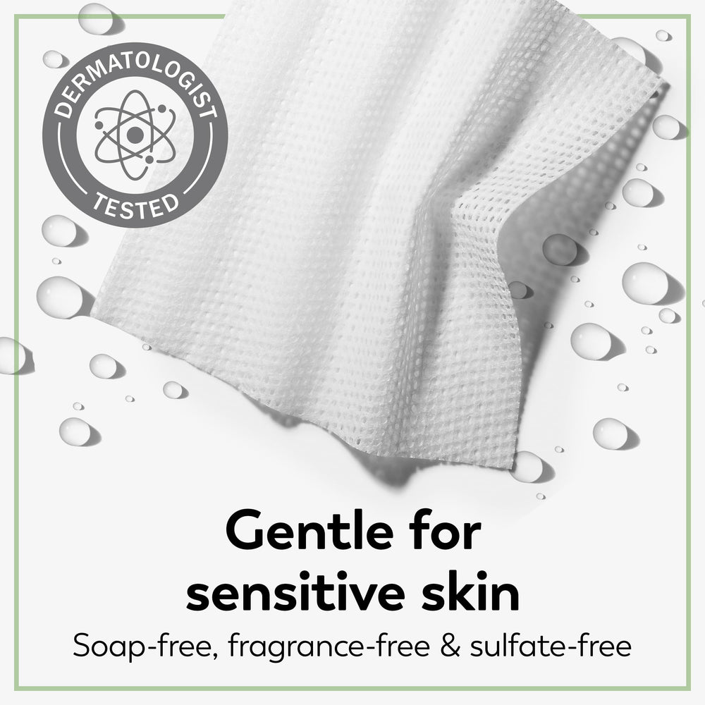 Olay Daily Facials 5-in-1 cleansing cloths in use