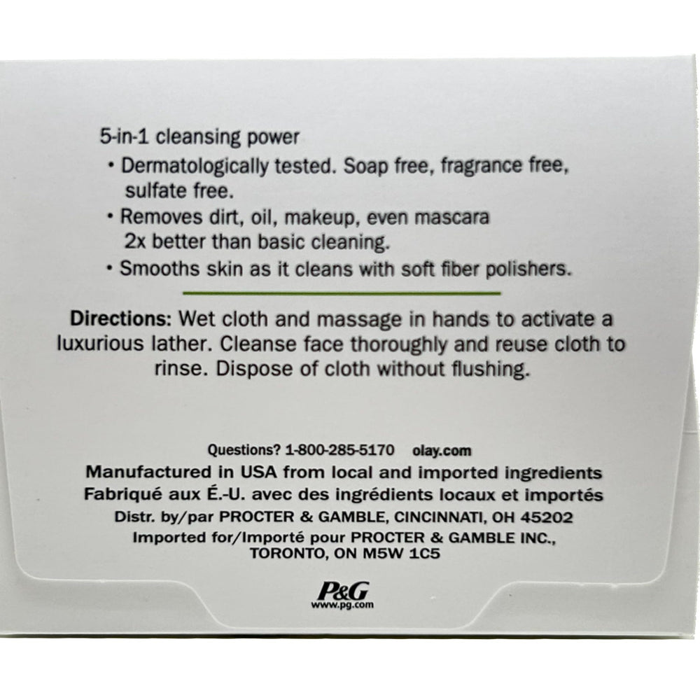 Olay Daily Gentle Clean Cloths fragrance-free design supports sensitive skin cleansing.