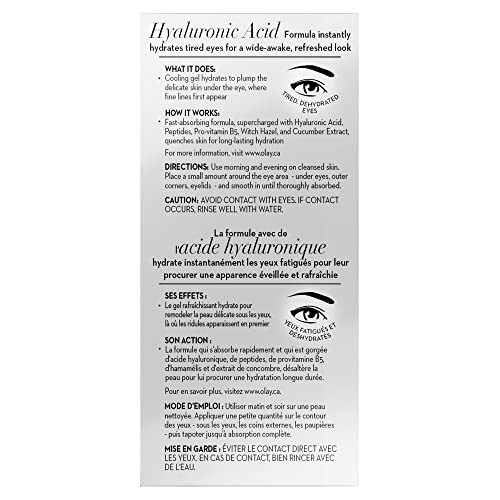 Olay Deep Hydrating Eye Gel application close-up shows fast absorbing cooling texture.