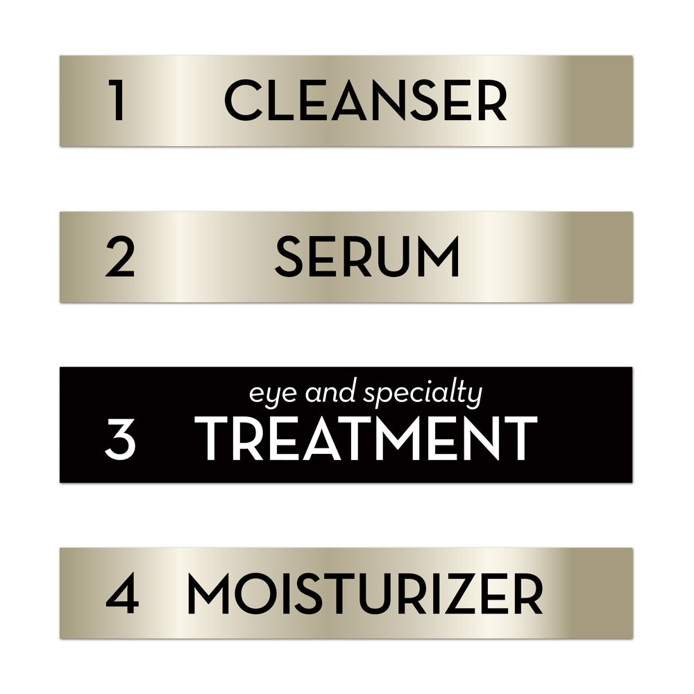 Olay Eyes Depuffing Eye Roller in use with smooth sweeps to awaken tired-looking eyes.