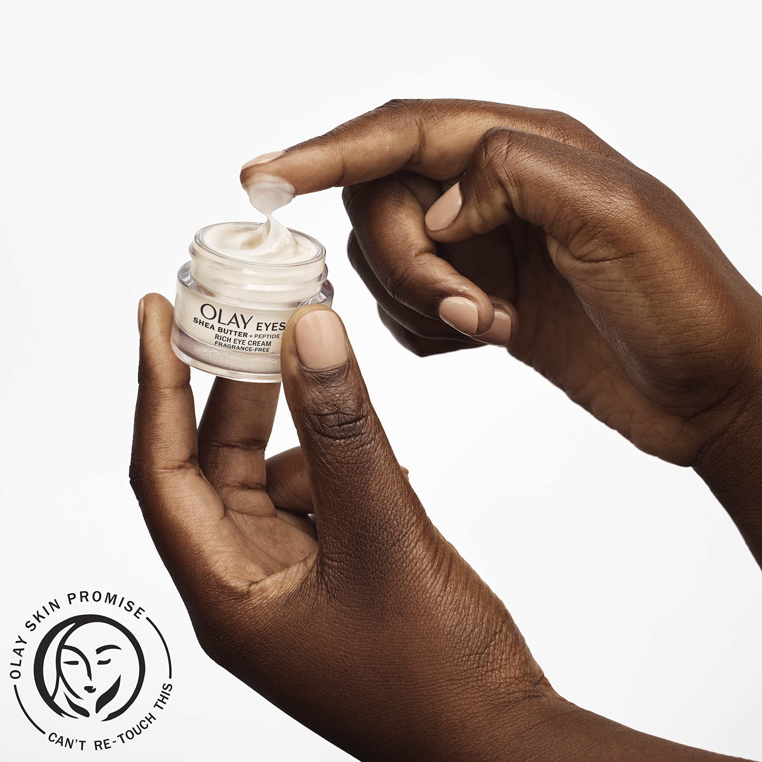Olay Eyes shea-butter-conditioning image showcases rich skin conditioning around the eye area.