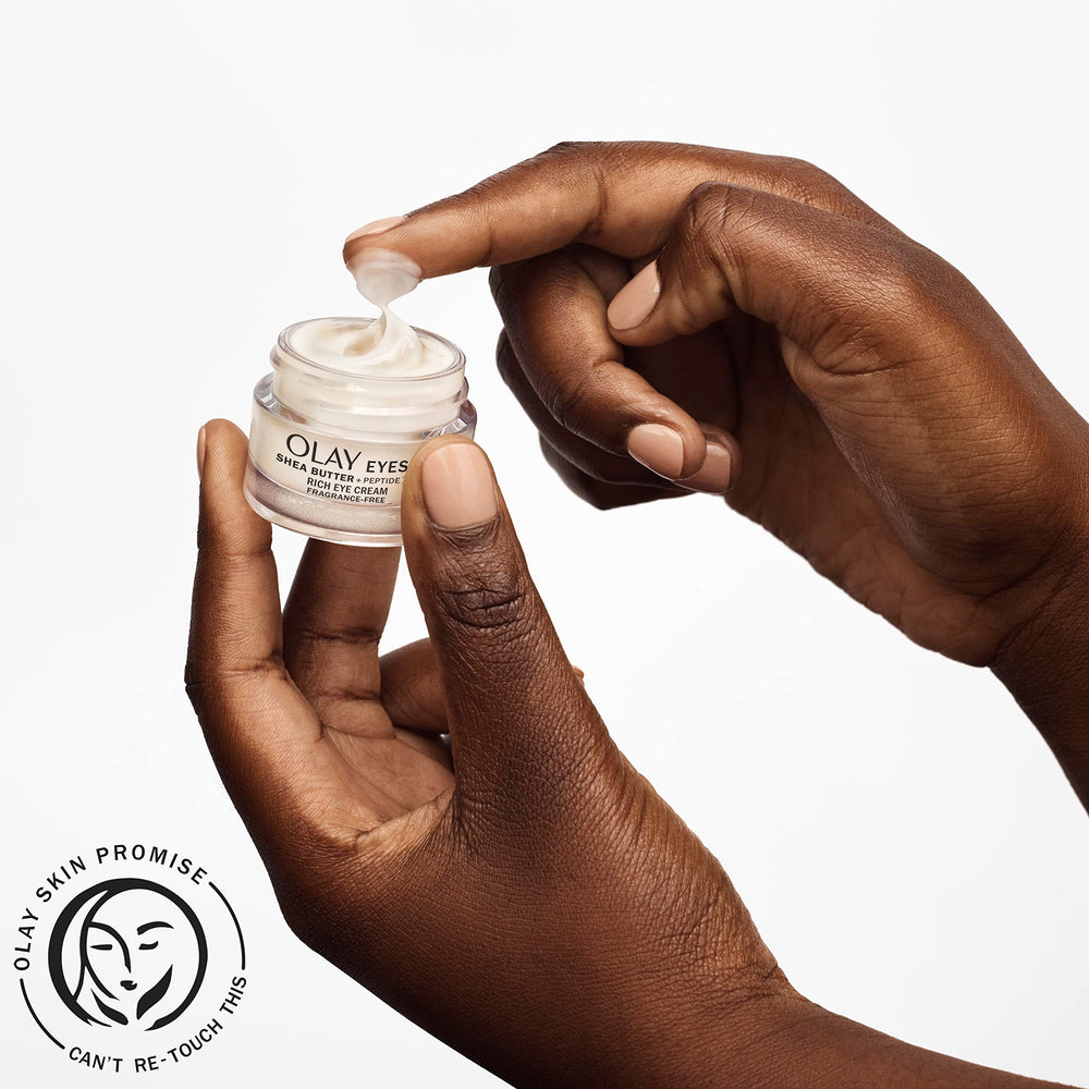 Olay Eyes shea-butter-conditioning image showcases rich skin conditioning around the eye area.