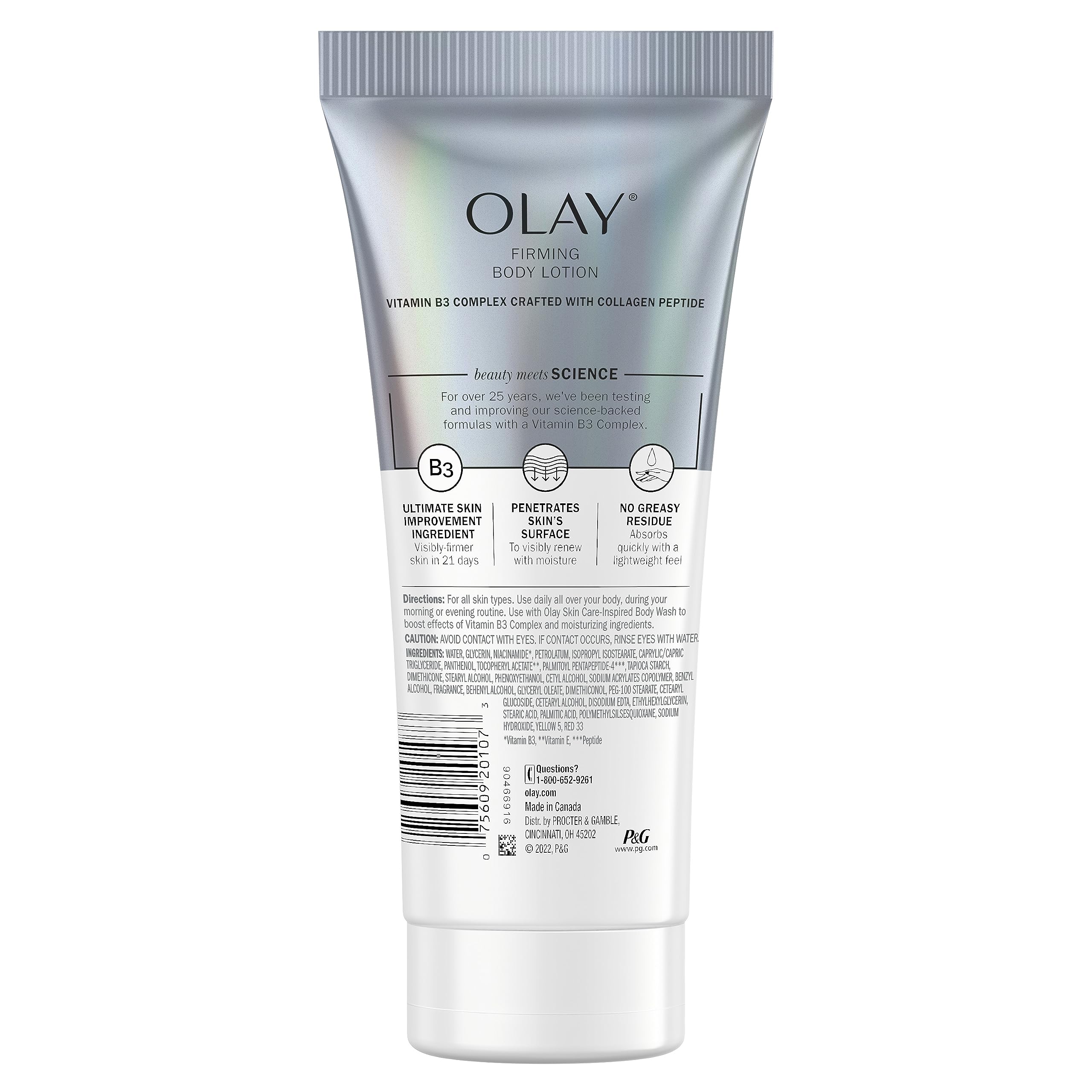 Olay fast-absorb swatch highlights non-greasy finish after use.