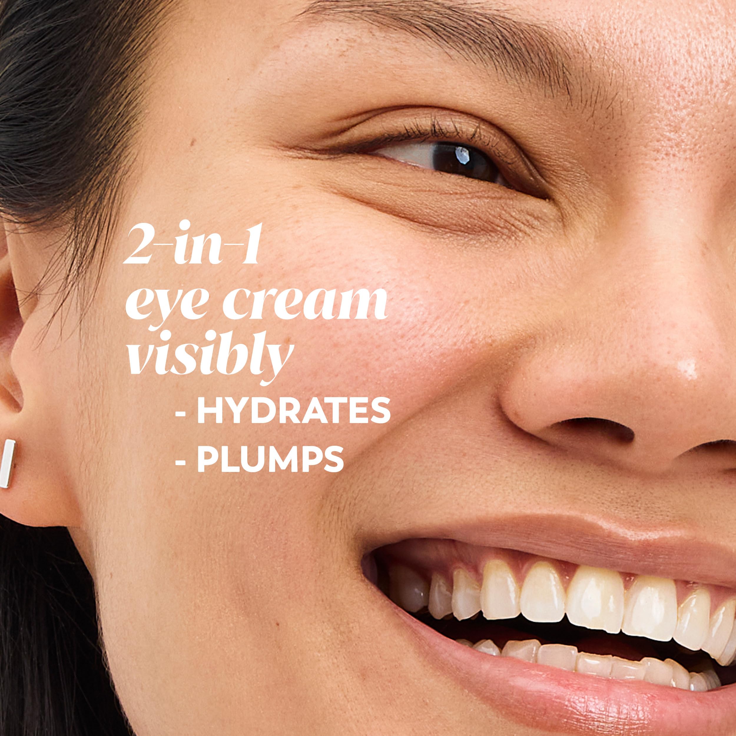 Olay fragrance-free eye cream packaging shown on counter, ideal for sensitive skin daily use.