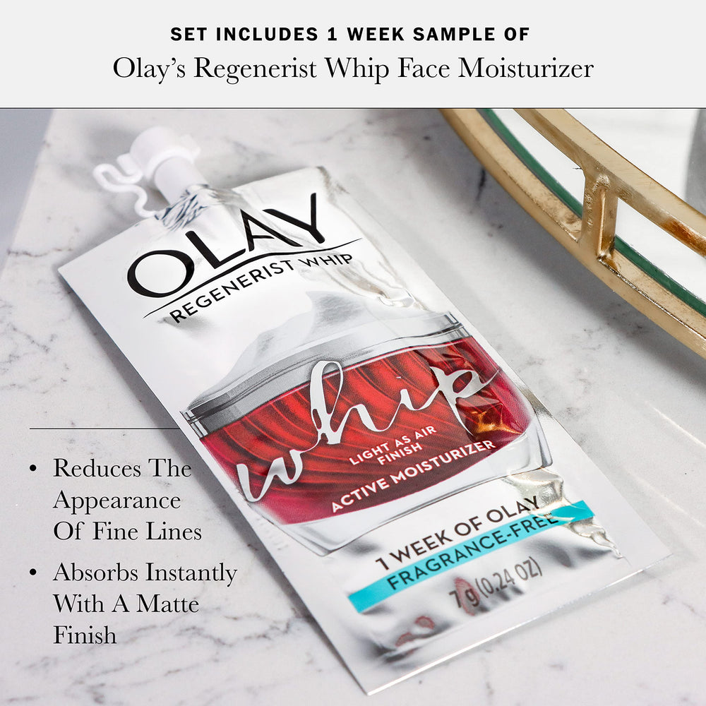 Olay gift-set display with eye cream and whipped moisturizer