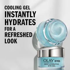 Olay Hyaluronic Acid Eye Gel ingredient close-up highlights plumping hydration.