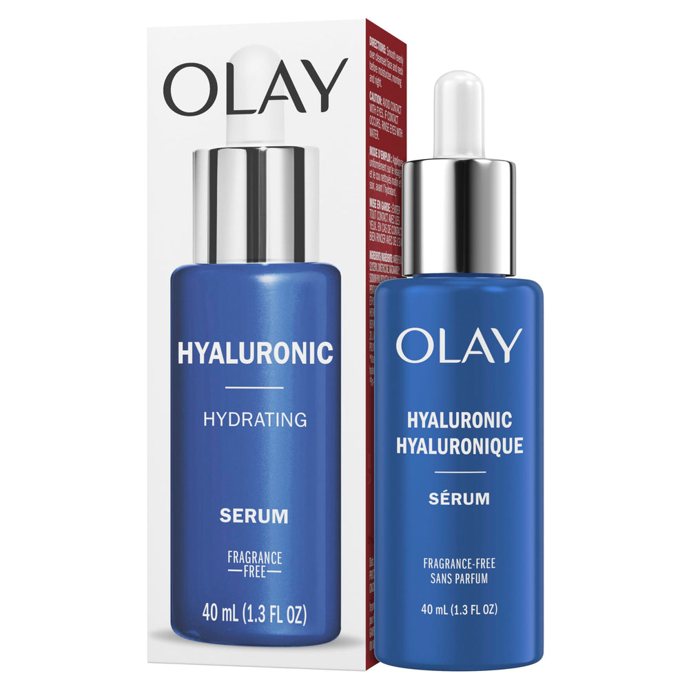 Olay Hyaluronic Hydrating Serum fragrance-free label emphasized for sensitive skin