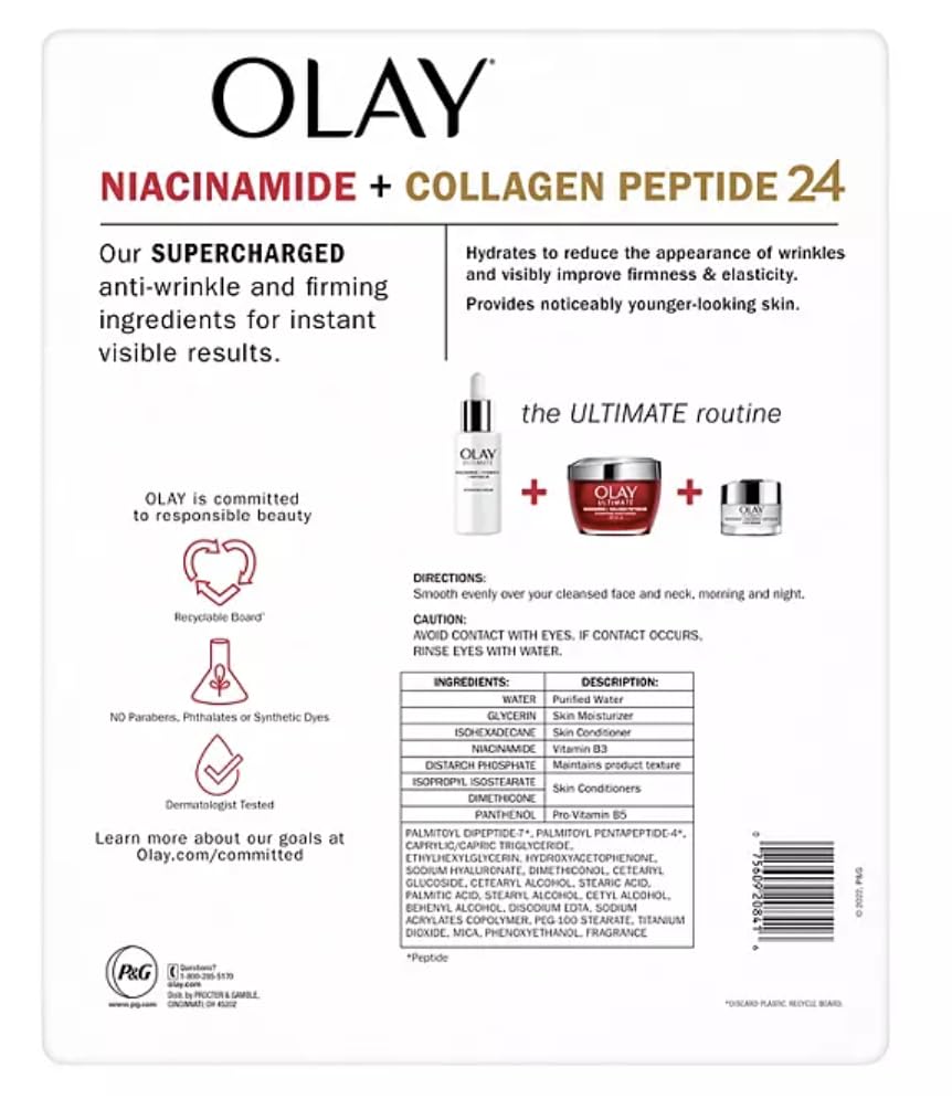 Olay Niacinamide Hyaluronic Peptide Eye Cream swatch on skin boosts hydration and glow