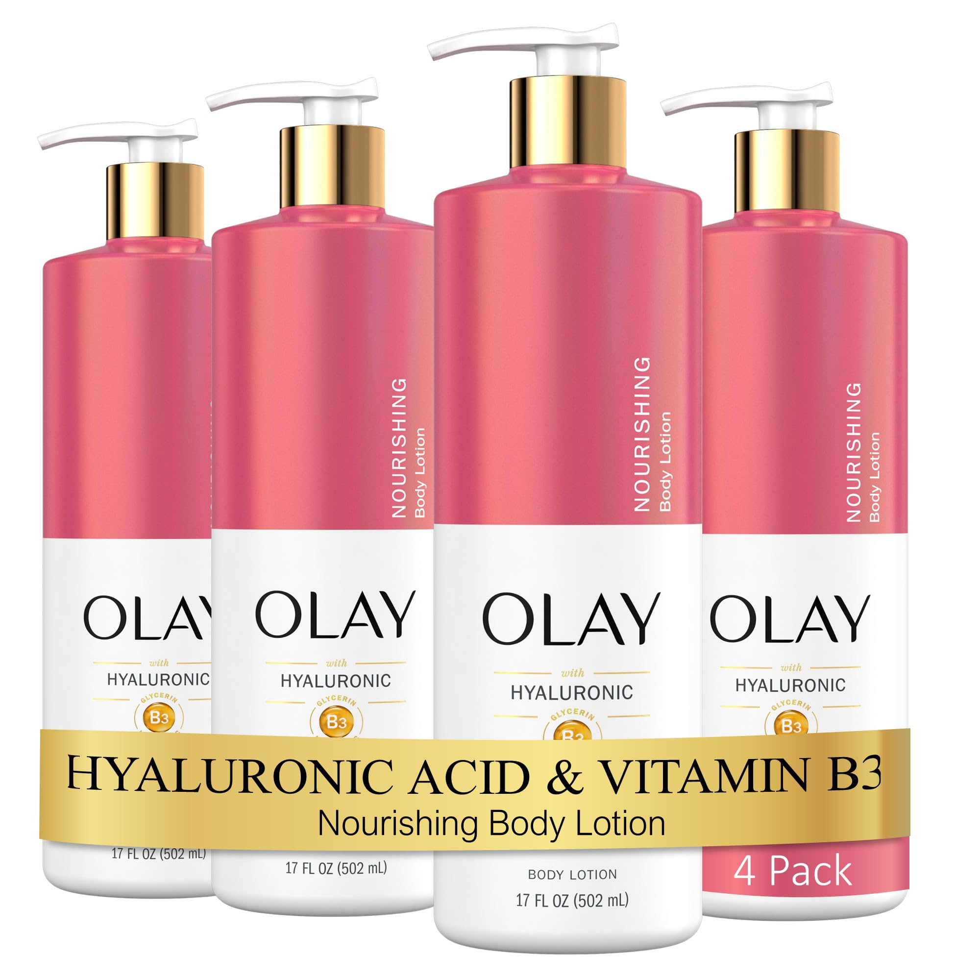 Olay Nourishing & Hydrating Body Lotion bottle showing rich moisture and hydration